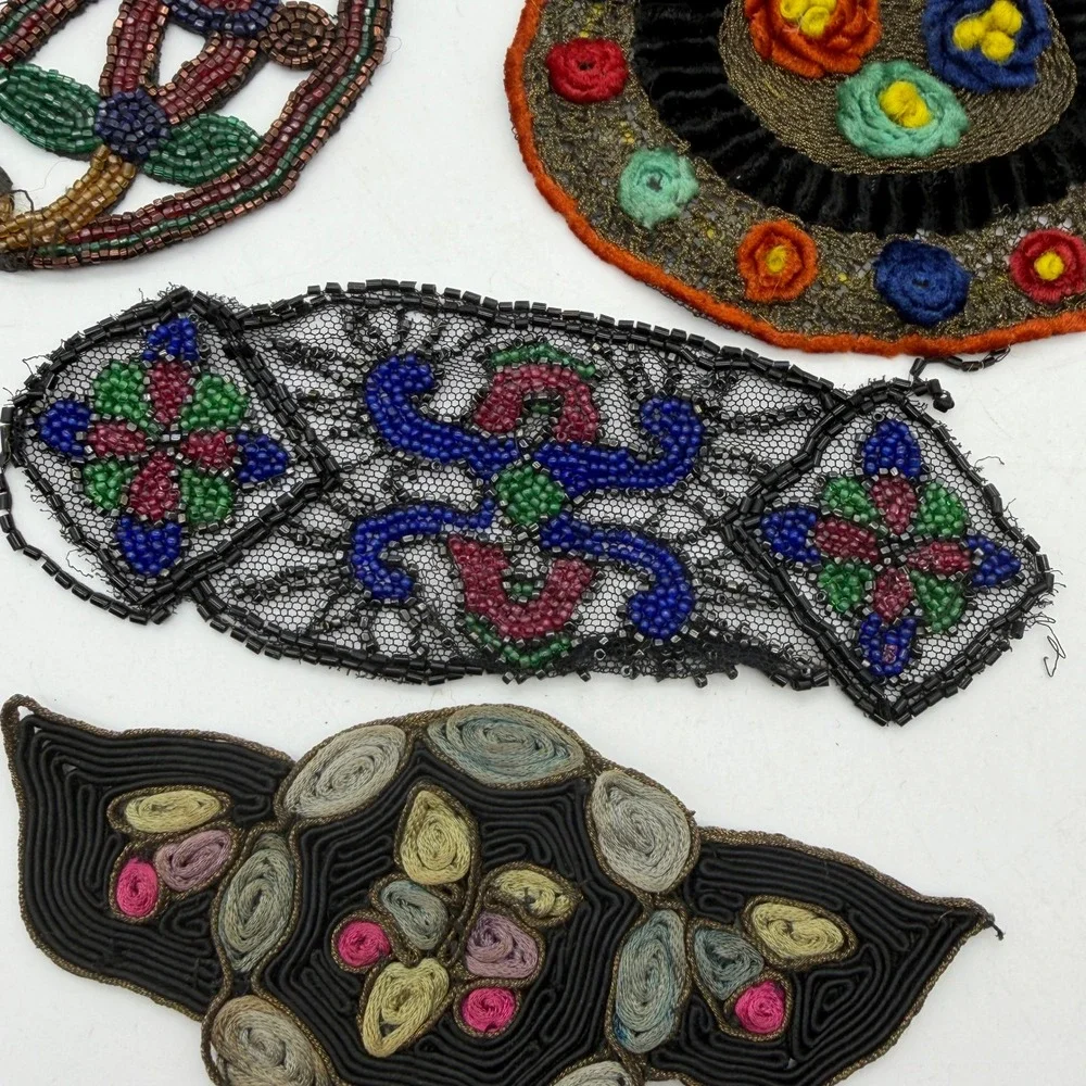VTG Handmade Beaded and Embroidered dollhouse rugs carpets decor doll house